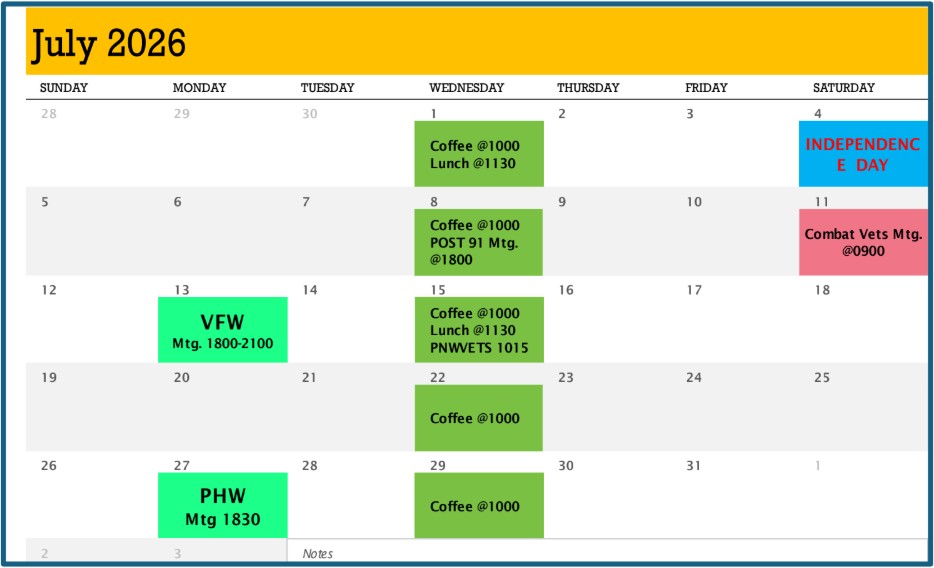 Upcoming Events Calendar